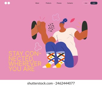 Life Unframed: Self-clapping -modern flat vector concept illustration of a man giving 5 to himself. Metaphor of unpredictability, imagination, whimsy, cycle of existence, play, growth and discovery