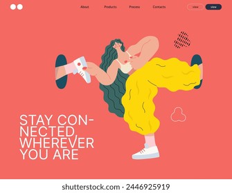 Life Unframed: Self-support -modern flat vector concept illustration of a girl in infinite loop. Metaphor of unpredictability, imagination, whimsy, cycle of existence, play, growth and discovery