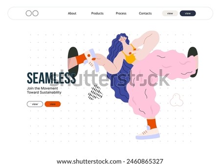 Life Unframed: Self-support -modern flat vector concept illustration of a girl in infinite loop. Metaphor of unpredictability, imagination, whimsy, cycle of existence, play, growth and discovery