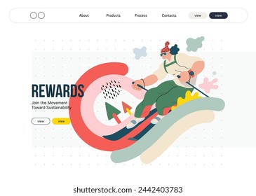 Life Unframed: Skier -modern flat vector concept illustration of skier races down slope of rainbow. A metaphor of unpredictability, imagination, whimsy, cycle of existence, play, growth and discovery