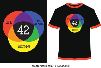 LIFE THE UNIVERSE EVERYTHING 42 - vector design illustration, it can use for label, logo, sign, sticker or printing for the t-shirt.