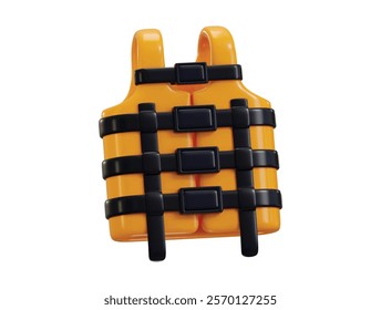 Life vest with black buckles icon 3d render concept of lifejacket icon vector illustration