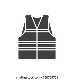 Life vest black solid filled icon. 