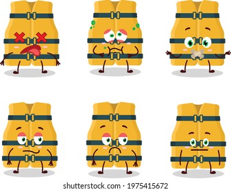 Life vest cartoon character with nope expression