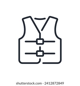 Life vest editable stroke outline icon isolated on white background flat vector illustration. Pixel perfect. 64 x 64.