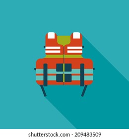 life vest flat icon with long shadow