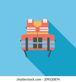 life vest flat icon with long shadow