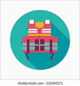life vest flat icon with long shadow
