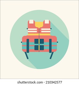life vest flat icon with long shadow