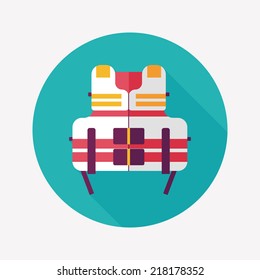 life vest flat icon with long shadow