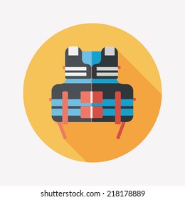 life vest flat icon with long shadow