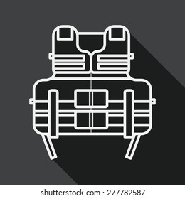 life vest flat icon with long shadow, line icon