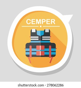 life vest flat icon with long shadow