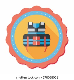 life vest flat icon with long shadow