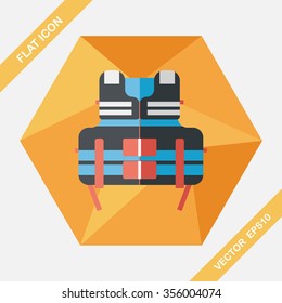 life vest flat icon with long shadow