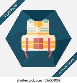 life vest flat icon with long shadow