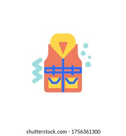 Lebensweste flach Symbol, Vektorzeichen, farbiges Piktogramm Life Jacket einzeln auf Weiß. Symbol, Logo-Abbildung. Flaches Design