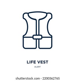 Life Vest Icon From Alert Collection. Thin Linear Life Vest, Jacket, Rescue Outline Icon Isolated On White Background. Line Vector Life Vest Sign, Symbol For Web And Mobile