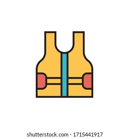life vest icon filled outline vector illustration. isolated on white background