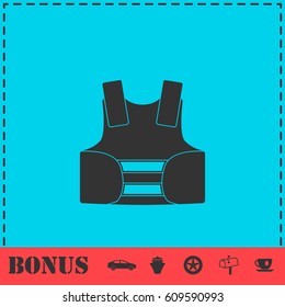Life vest icon flat. Simple vector symbol and bonus icon