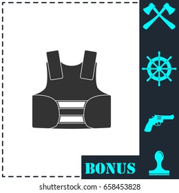 Life vest icon flat. Simple vector symbol and bonus icon