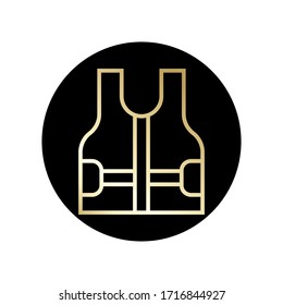 life vest icon golden vector illustration. isolated on white background