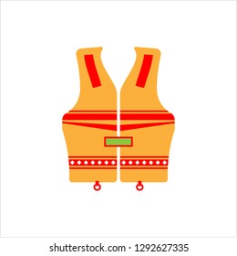 Life Vest Icon, Life Saving Jacket Vector Art Illustration