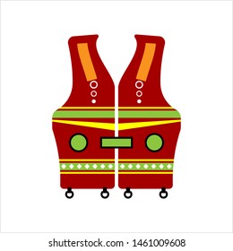 Life Vest Icon, Life Saving Jacket Vector Art Illustration