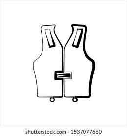 Life Vest Icon, Life Saving Jacket Vector Art Illustration