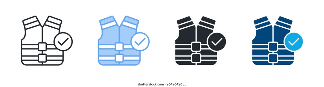 Life Vest Icon Set Multiple Style. Design In Outline, Blue, Glyph, Dual Tone