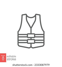 Life vest icon. Simple outline style. Safety jacket, water transportation security guard equipment concept. Thin line symbol. Vector illustration isolated on white background. Editable stroke EPS 10.