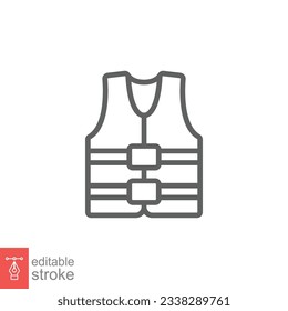 Life vest icon. Simple outline style. Safety jacket, water transportation security guard equipment concept. Thin line symbol. Vector illustration isolated on white background. Editable stroke EPS 10.