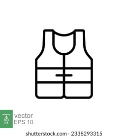 Life vest icon. Simple outline style. Safety jacket, water transportation security guard equipment concept. Thin line symbol. Vector illustration isolated on white background. EPS 10.