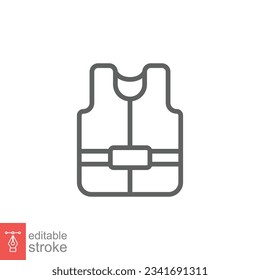 Life vest icon. Simple outline style. Safety jacket, water transportation security guard equipment concept. Thin line symbol. Vector illustration isolated on white background. Editable stroke EPS 10.