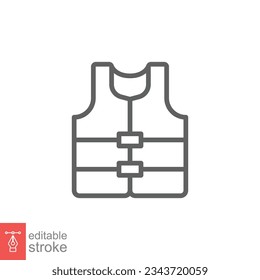Life vest icon. Simple outline style. Safety jacket, water transportation security guard equipment concept. Thin line symbol. Vector illustration isolated on white background. Editable stroke EPS 10.