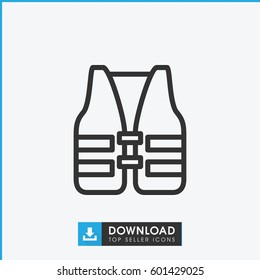 life vest icon. simple outline life vest vector icon. on white background.