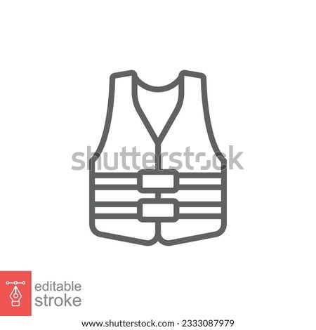 Life vest icon. Simple outline style. Safety jacket, water transportation security guard equipment concept. Thin line symbol. Vector illustration isolated on white background. Editable stroke EPS 10.