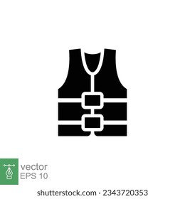 Life vest icon. Simple solid style. Safety jacket, water transportation security guard equipment contact. Black silhouette, glyph symbol. Vector illustration isolated on white background. EPS 10.