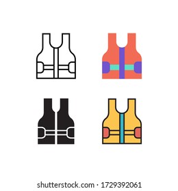 life vest icon vector with different style design. isolated on white background