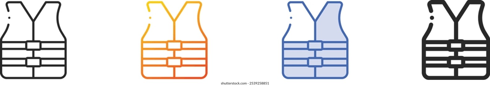 life vest icon.Thin Linear, Gradiente, Blue Stroke e bold Style Design isolado no fundo branco