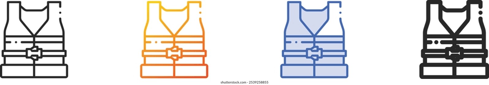 life vest icon.Thin Linear, Gradiente, Blue Stroke e bold Style Design isolado no fundo branco