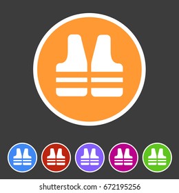 life vest jacket icon flat web sign symbol logo label