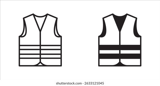Life vest line icon, silhouette. Life jacket icon, silhouette, vector.  Safety vest icon, vector illustration.