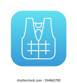 Life Vest Linie Icon für Web, Mobile und Infografiken. Vektorweißes Symbol auf dem blauen Farbverlauf-Quadrat mit abgerundeten Ecken einzeln auf weißem Hintergrund.