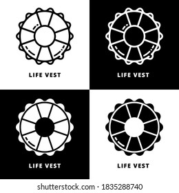 Life Vest Logo Vector. Floaties Icon Line And Glyph Style. Swimming Floatie Symbol Illustration