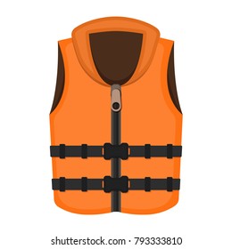 Life vest on white background, cartoon illustration of beach accessories for summer holidays. Vector