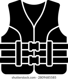 Life vest or safety jacket silhouette icon with buoyancy equipment protective silhouette swimming emergency drowning