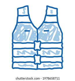 life vest sketch icon vector. Hand drawn blue doodle line art life vest sign. isolated symbol illustration
