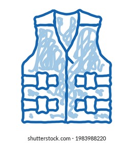 Life Vest Sketch Icon Vector. Hand Drawn Blue Doodle Line Art Life Vest Sign. Isolated Symbol Illustration