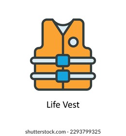 Life Vest Vector Fill outline Icons. Simple stock illustration stock